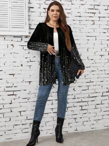 SHEIN LUNE Glitter Ombre Design Casual Regular Damesjas, Geschikt Voor Herfst/Winter