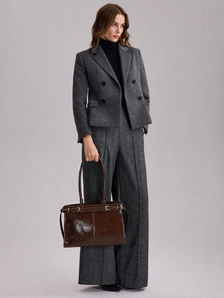 MOTF PREMIUM BOLSA DE OMBRO ELEGANTE DE TRABALHO PARA MULHERES, SIMPLES E DA MODA COM DETALHE DE FIVELA, BOLSAS DE TRABALHO ATRAENTES PARA MULHERES, BOLSA ELEGANTE PARA MULHERES, LUXO - Café - Visão 6