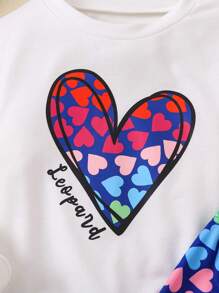 SHEIN Set de 2 piezas Conjunto cómodo con estampado de animales y diseño de corazón para niña joven, otoño/invierno - Multicolor - Ver 5