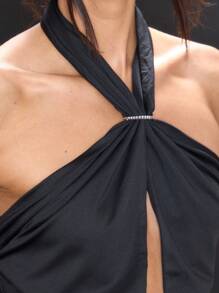 MUSERA 露背吊带露背上衣，适合夏季伊比沙岛外出、秋季、冬季、派对和春季穿着。 - 黑色 - 查看 5