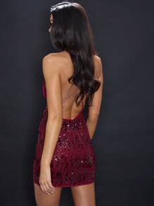 MUSERA Going Out Halter Neck Sequin Mini Dress Sexy Cute Spring Summer Party Going Out Vacation