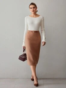 MOTF PREMIUM Jersey de ajuste ceñido con detalles de botones dorados de lana sólida