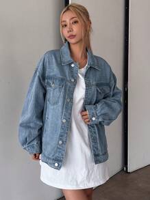 DAZY Chaqueta vaquera de estilo casual y urbano para mujer, ropa de otoño