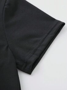 Christmas Women Casual Fashionable Cartoon Antler Sequin Plaid Stripe Bow Pattern Print Basic Short Sleeve T-Shirt, Suitable For Christmas Party Graphic Tees Women Tops - Black - View 6