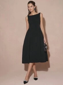 Enchnt 春冬浪漫女式黑天鹅简约优雅无袖长裙，甜美优雅装扮，适合情人节、圣诞派对、新年、生日、节日和甜蜜约会之夜，连衣裙