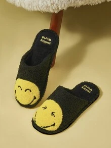 SmileyWorld® | SHEIN Plush Slip-On Slippers For Women