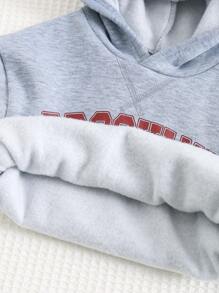 Cozy Pixies Felpa con cappuccio casual e versatile per bambini maschi, con grafica a lettera raglan