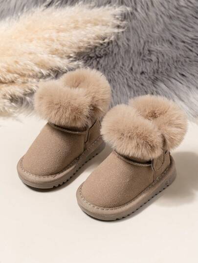 毛绒内衬紧凑时尚冬季防滑室内/室外婴儿保暖靴