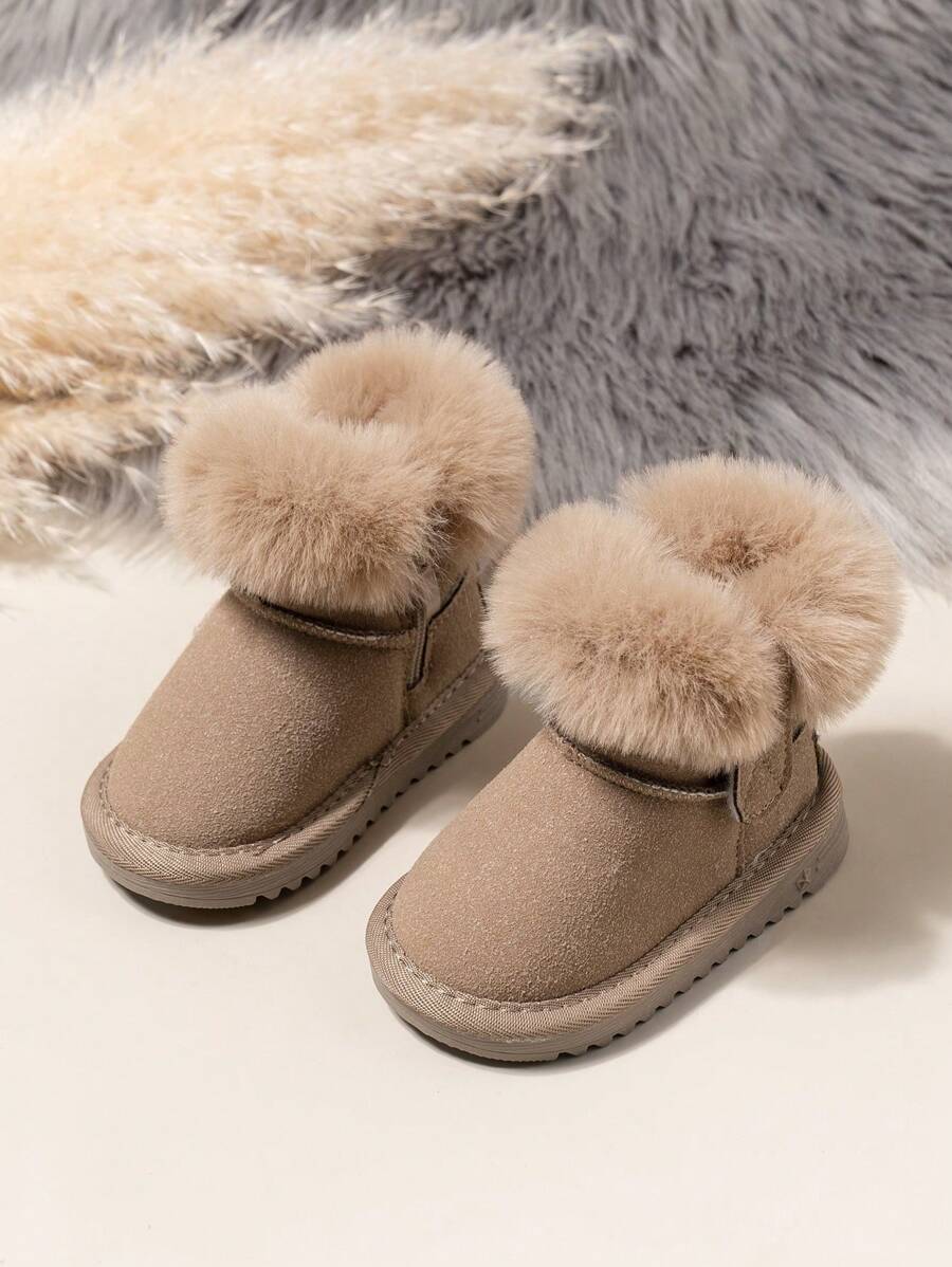 Plush Lined Compact & Stylish Winter Anti-Slip Indoor/Outdoor Warm Boots For Infants - Khaki - View 1