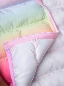 SHEIN Baby Girl Colorful Ombre Hooded Thick Fleece Jacket, Warm And Versatile For Autumn/Winter