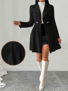 Celure Plus Size Textured Roll Neck Casual Jacket For Autumn