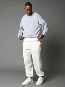 SUMWON Premium Athletic Jogger Sweatpants With Elastic Ankles Loungewear Track Bottoms Comfortable Winter Training Gym Workout Sports Athleisure - White - View 3