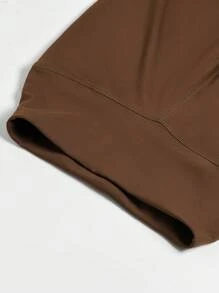 Women's 3PCS Thermal Lined Sports Set, Thermal Tight Vest And Pants For Running, Gym, Fitness & Outdoor Workouts, Autumn/Winter - Coffee Brown - View 4