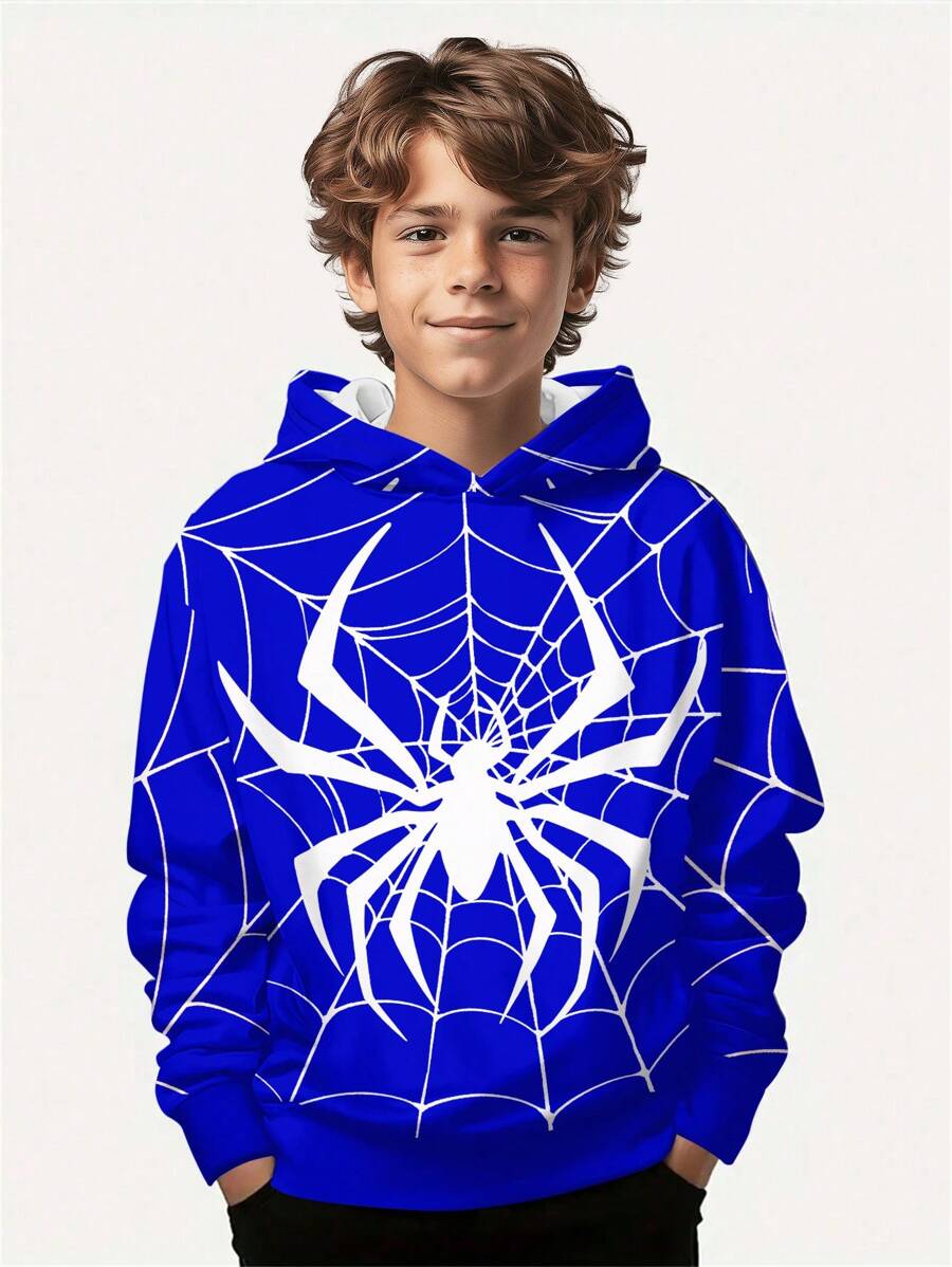 SHEIN 男童休闲宽松保暖卫衣，适合秋冬季穿着 - 白色 - 查看 1