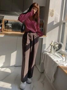 DAZY Women's Casual Solid Color Turtleneck Long Sleeve Fitted Sweater, Autumn/Winter,Fall Women Clothes - Burgundy - View 5