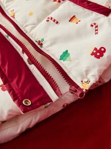 SHEIN 1pc Young Boys Cute/Vintage/Fun/Cartoon Gingerbread Man/Reindeer/Christmas Tree Print Thick Long Sleeve Top For Christmas, Spring/Autumn/Winter - Apricot - View 7