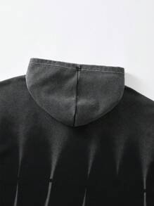 ROMWE MEN Street Life Sudadera con capucha estilo vintage y desgastada con estampado de caballo, estilo streetwear para hombre