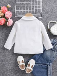 SHEIN Baby Girl Versatile White Lapel Long Sleeve Top, Autumn/Winter - White - View 13