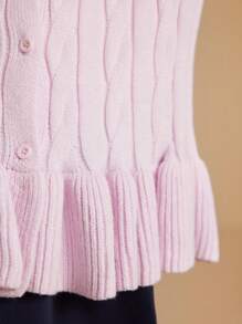 PrepCrw Kleine Mädchen Lässig süßer einfarbiger Rüschen-Saum Cardigan, Herbst