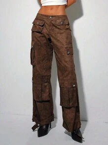 SHEIN X  Ignacia Antonia Flirla 女士时尚做旧洗水工装裤 - 彩色 - 查看 3