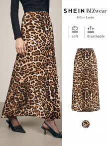 BizChic Women's Elegant Leopard Print Skirt, Holiday Christmas New Year Party, Autumn/Winter - Multicolor - View 1