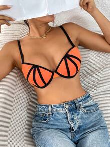 1pc Underwire Padded Plus Size Bra For Women - Orange - View 5
