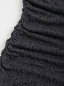 SHEIN x Carly Lawrence SHEIN Unity 女士复古修身露肩紧身连衣裙，性感法式风格 - 灰色 - 查看 4