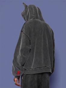 SUMWON Áo hoodie Devil Horn cỡ lớn Cosplay Halloween Áo nỉ chui đầu mùa đông Áo nỉ tiệc lễ hội Trang phục dạo phố giả tưởng Trang phục mặc ở nhà thường ngày - màu đen - Xem 2