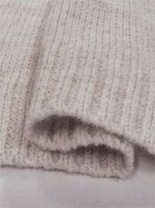 SHEIN LUNE Áo len dài tay cổ tròn họa tiết hoa cỡ lớn cho nữ - Màu be - Xem 4