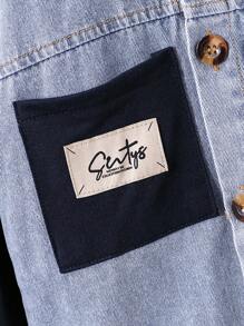 2pcs/Set Baby Boys Autumn Denim Patchwork Jacket & Long Sleeve Pants 2 Pieces Outfits, Stylish