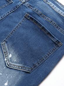 Manfinity LEGND Men's Casual Washed Distressed Slim Fit Jeans - Medium Wash - View 5