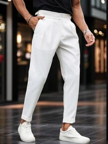 Manfinity Mode Veelzijdige geplooide, taps toelopende casual en zakelijke pantalon voor heren met zakken