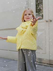 Young Girls Floral Jacket With Yellow Floral Scarf, Dark Pattern Print - Yellow - View 3