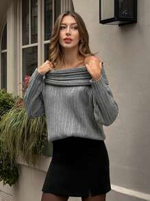 Pariaura Casual French Style Off-Shoulder Oversized Sweater, Suitable For Autumn And Winter