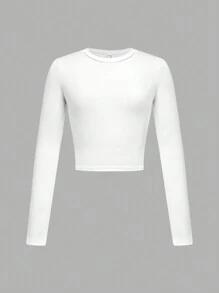 SHEIN 3pcs Tween Girl Fall/Winter Casual Striped & Solid Color Round Neck Long Sleeve T-Shirt Layering Set - Navy Blue - View 6