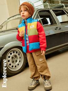 SHEIN Young Boy Outdoor Casual Khaki Multi-Pocket Cargo Pants With Cuffs, Suitable For Outdoor Leisure - Khaki - View 9