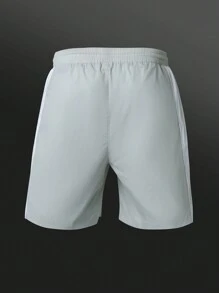 Manfinity Sport Corelite Boyfriend Style Men's Solid Color Zipper Front Short Sleeve Top And Shorts Casual Sports Suit Set