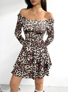 Chiquease Váy ngắn họa tiết da báo thời trang thu gợi cảm - màu nâu - Xem 6