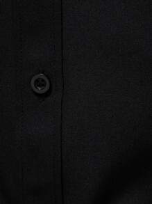 Manfinity Homme 男士休闲印花拼布长袖衬衫，秋季，优雅男士衬衫，黑色正装衬衫男士，男士长袖黑色衬衫，秋季 - 黑色 - 查看 4