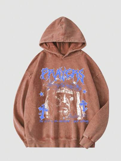 Street Life sweat-shirt à capuche ample et décontracté pour hommes avec imprimé lettres et chiffres, automne