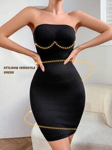 1 chiếc váy định hình eo liền mạch cho nữ - màu đen - Xem 3