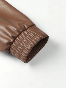 Manfinity EMRG 1pc Men's Plain Front Zip Up Long Sleeve Casual Jacket - Brown - View 3