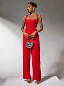 SHEIN SXY Tuta rossa da donna per uso quotidiano durante il Natale - Rosso - Visualizzare 4