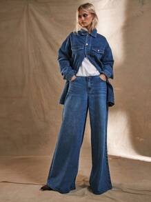 MUSERA Wide Leg Low Rise Jeans Spring 90's Y2k Streetwear Summer - Blue - View 1