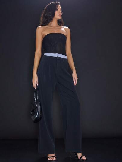 MUSERA Double Waistband Tailored Trousers Party Old Money Summer