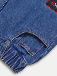 Teens Boys Comfortable Casual Basic Diamond Washed Street Loose Non-Stretch Denim Pants, Thin Style For All Seasons - Medium Wash - View 5