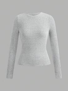 SHEIN EZwear Multi-Color Plus Size Women's Round Neck Long Sleeve T-Shirt Set - Multicolor - View 7