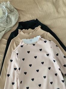 SHEIN LMoss Kids LMoss 3pcs/Set Newborn Baby Girl Cute Knitted Elastic Polka Dot Long Sleeve Jumpsuit Set, Autumn/Winter - Multicolor - View 3