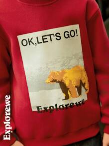 Boys Crew Neck Long Sleeve Print Minimalist Pullover Sweatshirt, Casual Everyday Wear - Multicolor - View 9