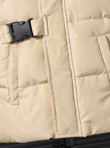 Áo khoác có mũ trùm đầu, trang trí khóa cài tiện dụng cho bé trai, ấm áp cho mùa đông - Màu Khaki - Xem 6